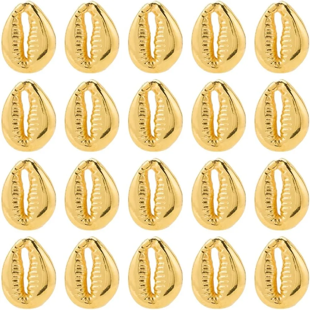 100 قطعة الذهب Cowrie شل الخرز Cowrie الخرز السائبة صدف الذهب البلاستيك الصغيرة الصيف هاواي البحر المحيط شاطئ فاصل شل حبة عدة #1