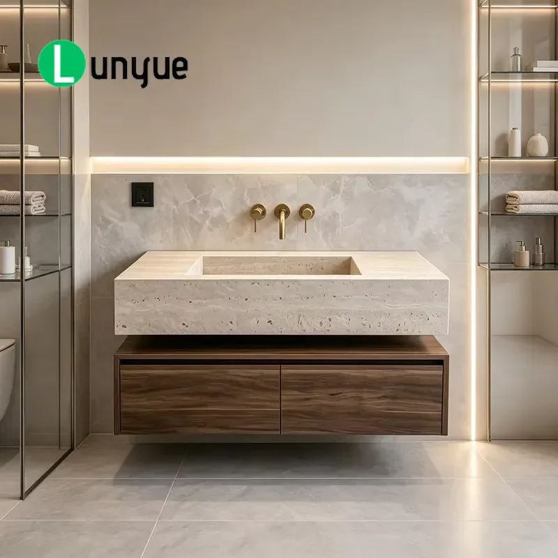 Nordic Wall Mounted Bathroom Sink Cabinet Combo Integrated Ceramic Wash Basin For Hotel Home Use Space Saving Modern Design
