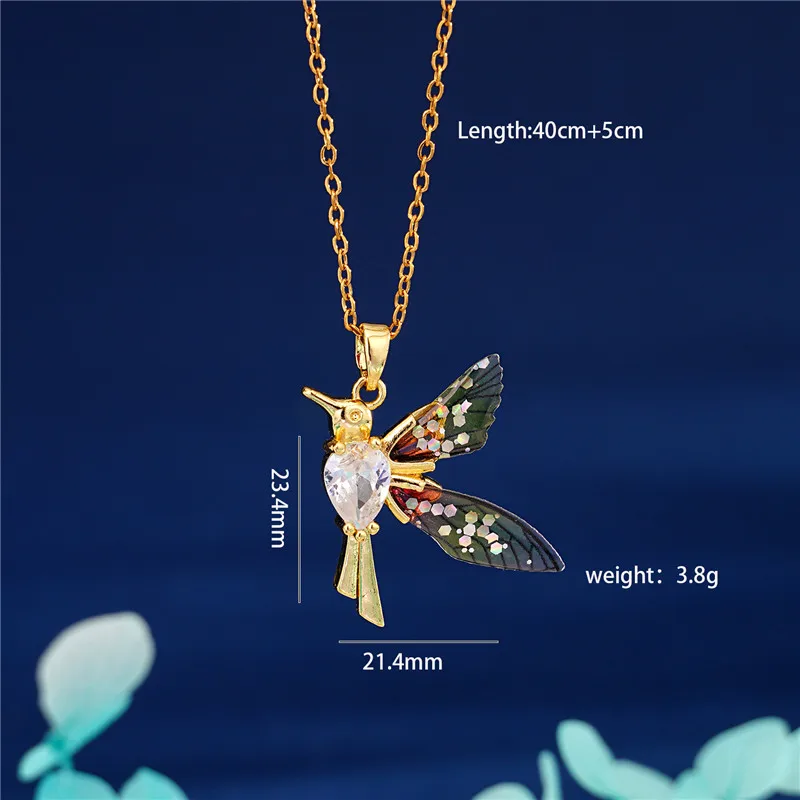 Fashion Design Kingfisher Zircon Pendant Necklace Stainless Steel Chains Simple Bird Choker Jewelry Party Gift For Women Girls