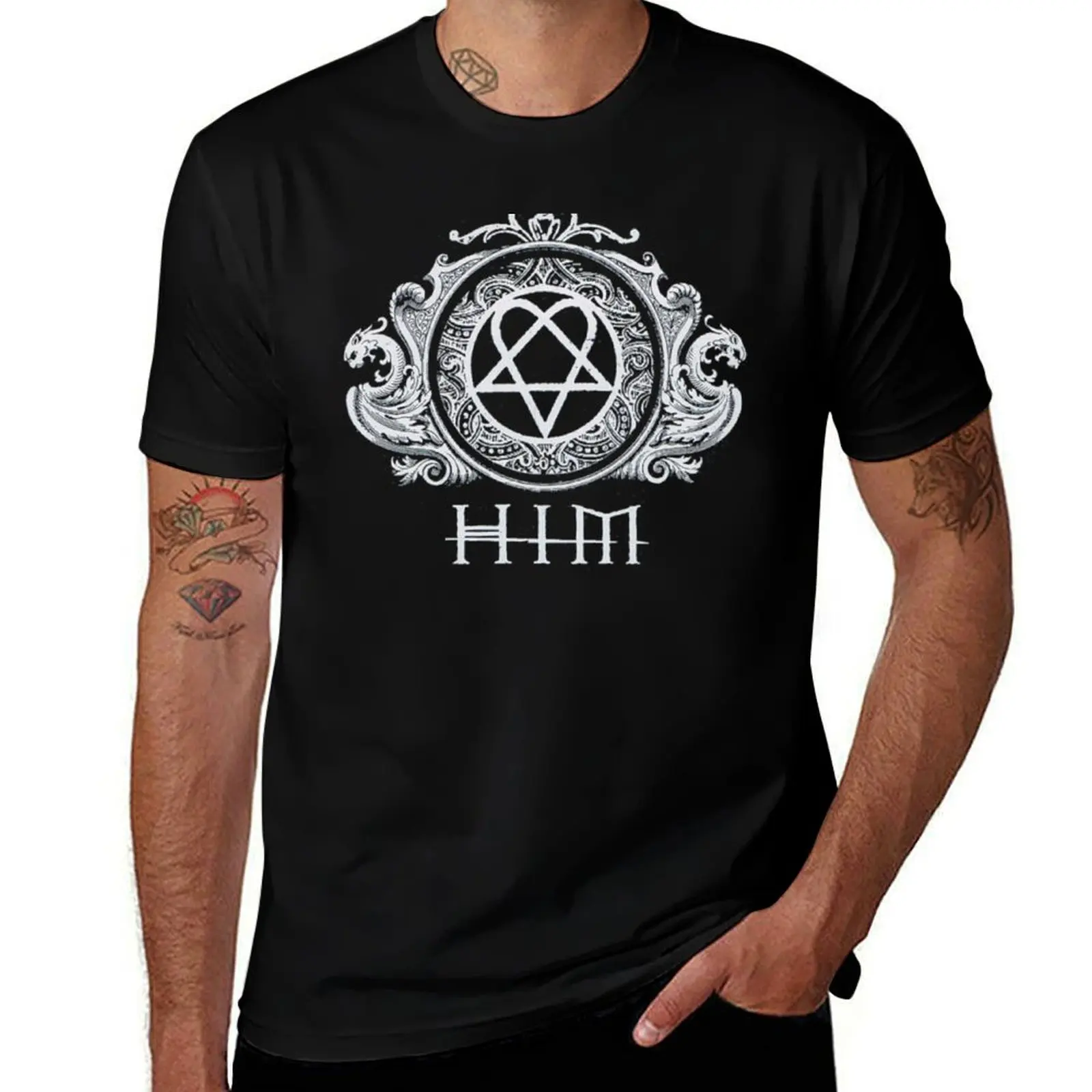 HIM - BAND T-Shirt gifts for boyfriend summer tops heavyweight t shirts for men