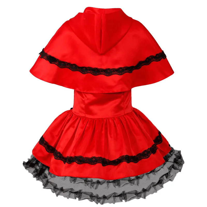 Costume Lace Up German Oktoberfest Dirndl Dress Apron Short Sleeve Cosplay Party Dress