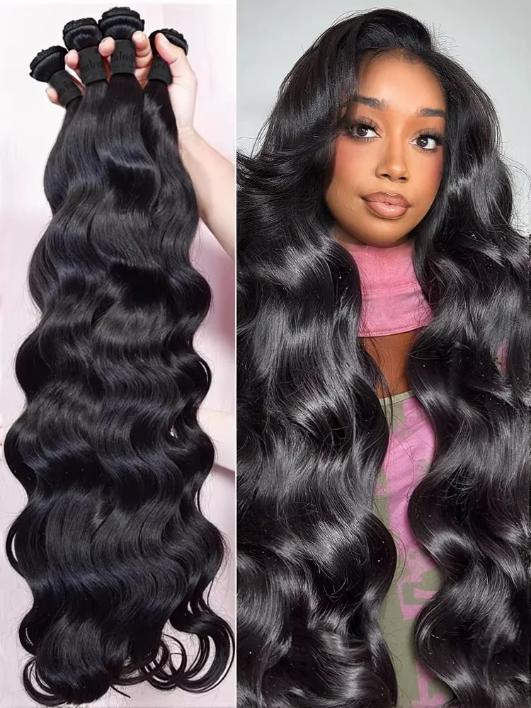30 32 pollici 14A onda del corpo 100% bundle di capelli umani nero naturale 3 4 pacchi Remy vergine non trasformata intrecciatura all'ingrosso estensione dei capelli