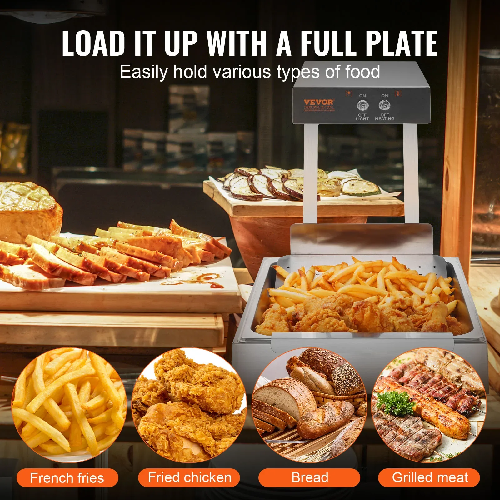 VEVOR-جهاز تدفئة الطعام التجاري لمطعم بوفيه الرقائق ، مصباح كونترتوب ، مقلي فرنسي ، من من من من من من من من من من من نوع wy ، من من من من نوع ww