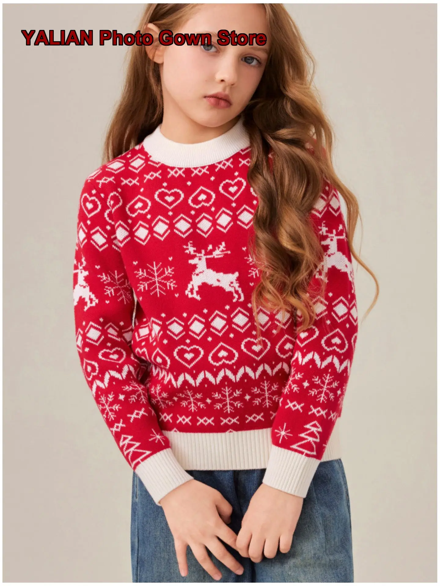 Girls Pullover Sweater 2025 Autumn Winter Knit Top Round Neck Solid Color Thickened Warm Outerwear Long Sleeves