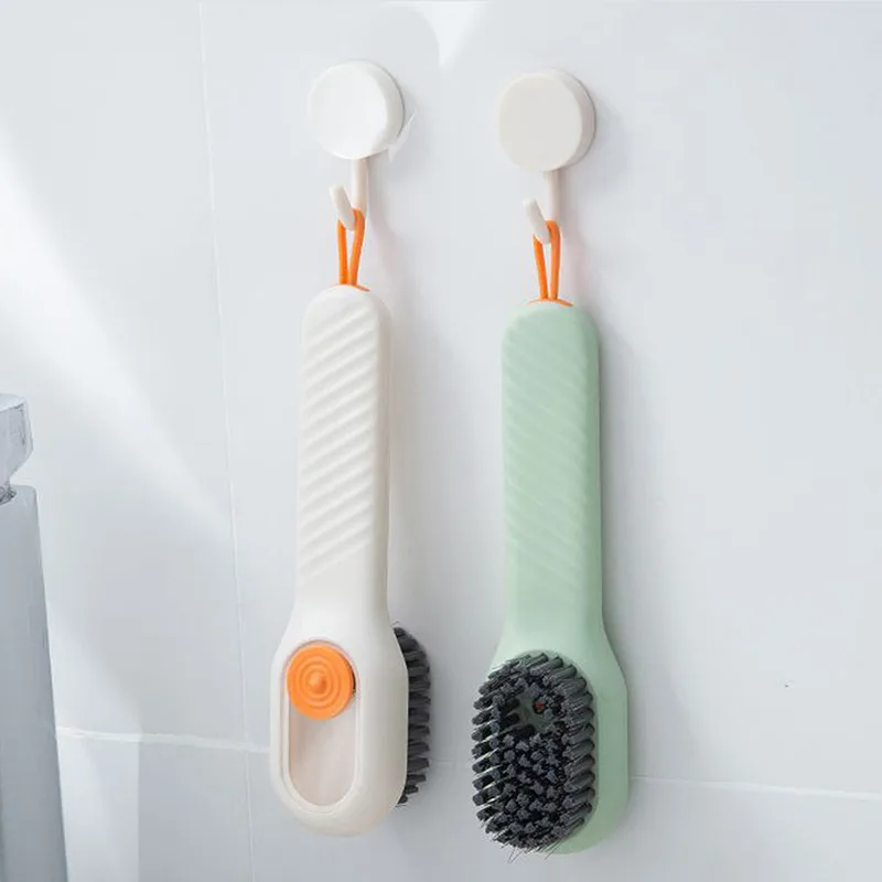 1pc Short Handled Shoe Brush Plastic Soft Laundry Brush Anti Slip Stain Removing Portable Cleaning Brush Household Goods