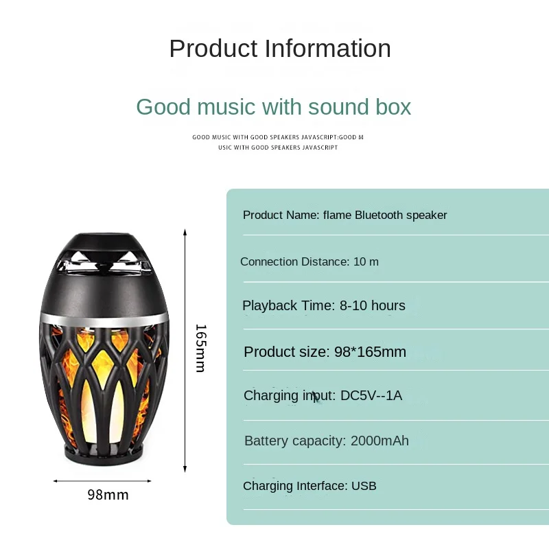 Flame Lamp Speaker Sound Outdoor Household Portable Led Festival Light Torch Lamp Wireless Speaker