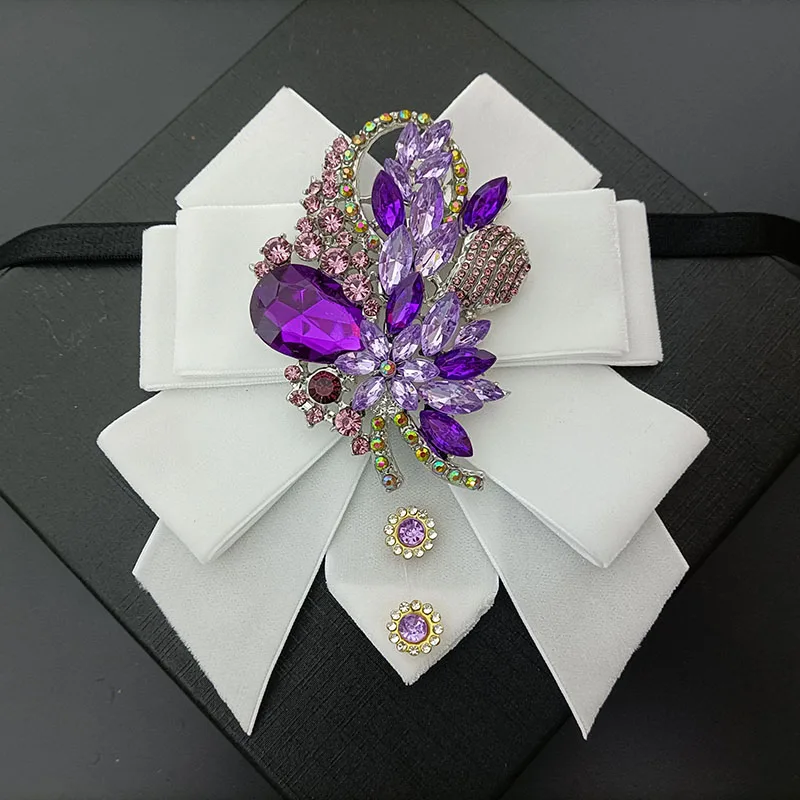 Herren Fliege Samt Strasssteine Handgefertigter Schmuck Geschenke High-End Business Bankett Anzug Hemdkragen Blume Männer Hochzeit Fliege – Detail 14