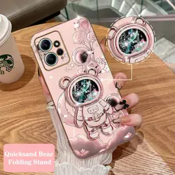 Quicksand Astronaut Plating Phone Holder Case For Xiaomi Redmi Note 12 12Pro 12S 12 Pro Plus 11 11 Pro 11S 11 Pro Plus 10 Cover