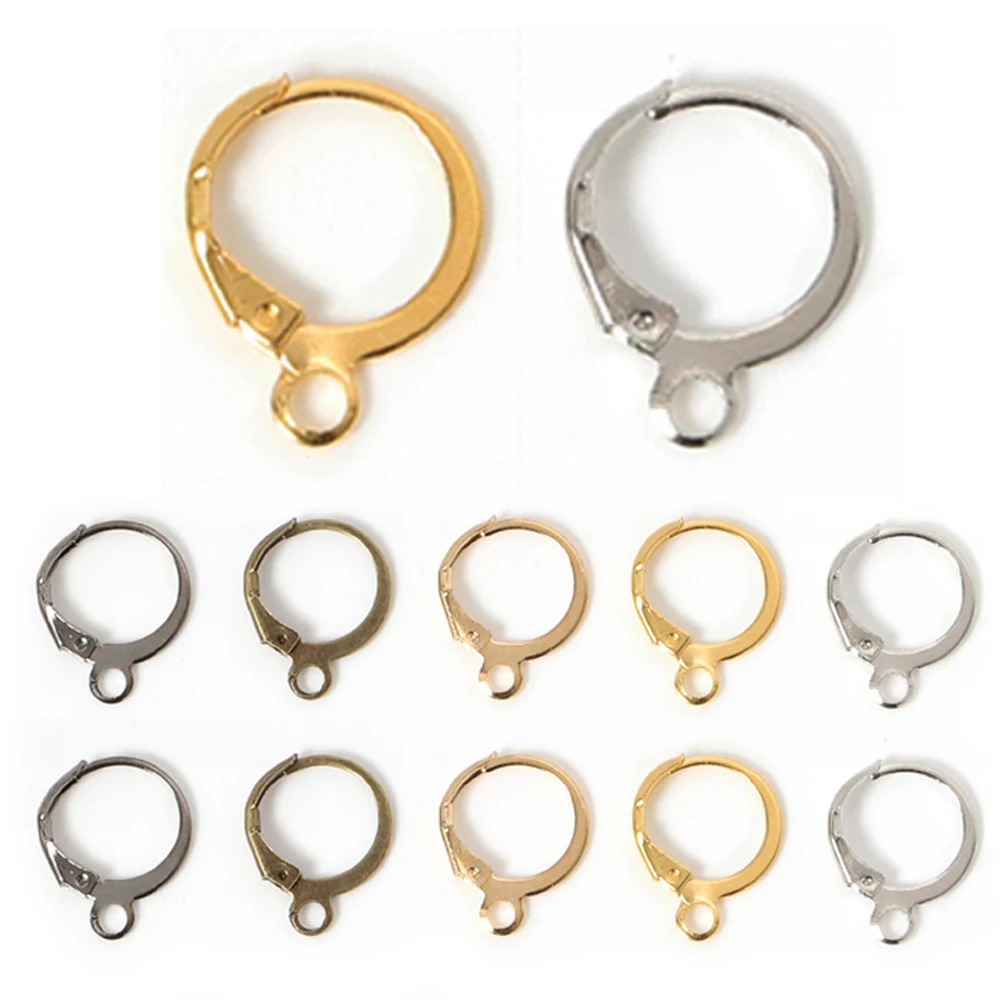 50pcs Earring Hook French Earrings Earwire Fitting 13x15mm Ear Setting Base Accessories for Craft Jewelry Making Components DIY