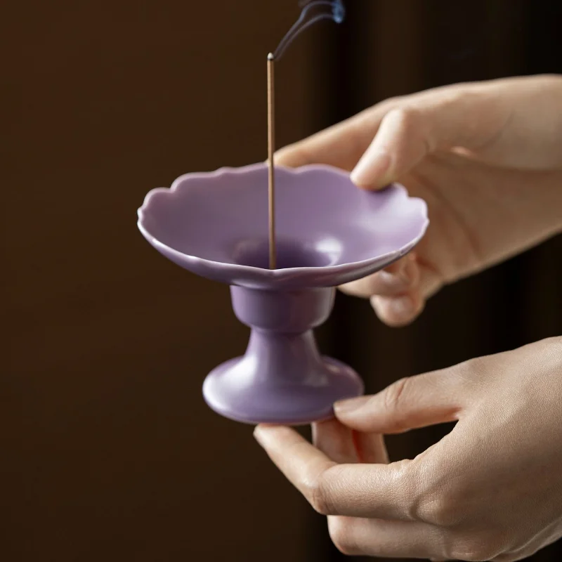 Purple Qi Comes From East Ceramic Incense Burner New Chinese Stick Incense Holder Tea Room Desktop Aromatherapy Home Ornament