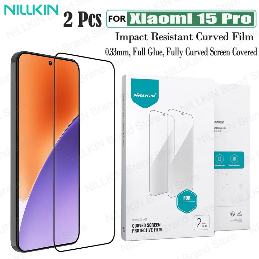 2Pcs For Xiaomi 15 Pro Soft Film For Curved Screen Nillkin Impact Resistant Curved Film Screen Protector For Xiaomi Mi 15 Pro