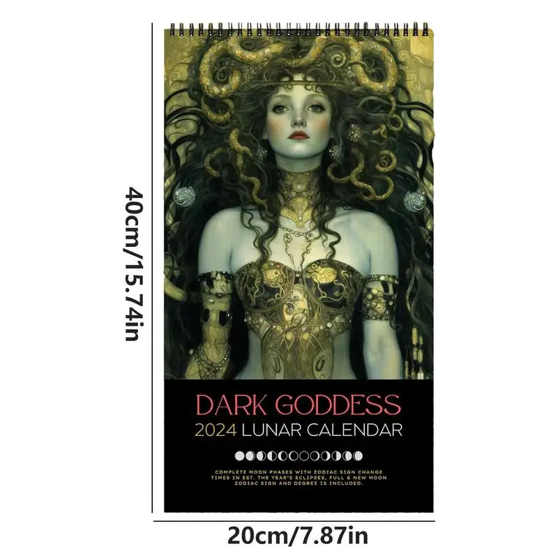 Astrology Enthusiast 2024 Calendar 2024 Wall Calendar 2024 Art Goddess Tarot Full Moon Phase Tracking Lunar Phases Decorative