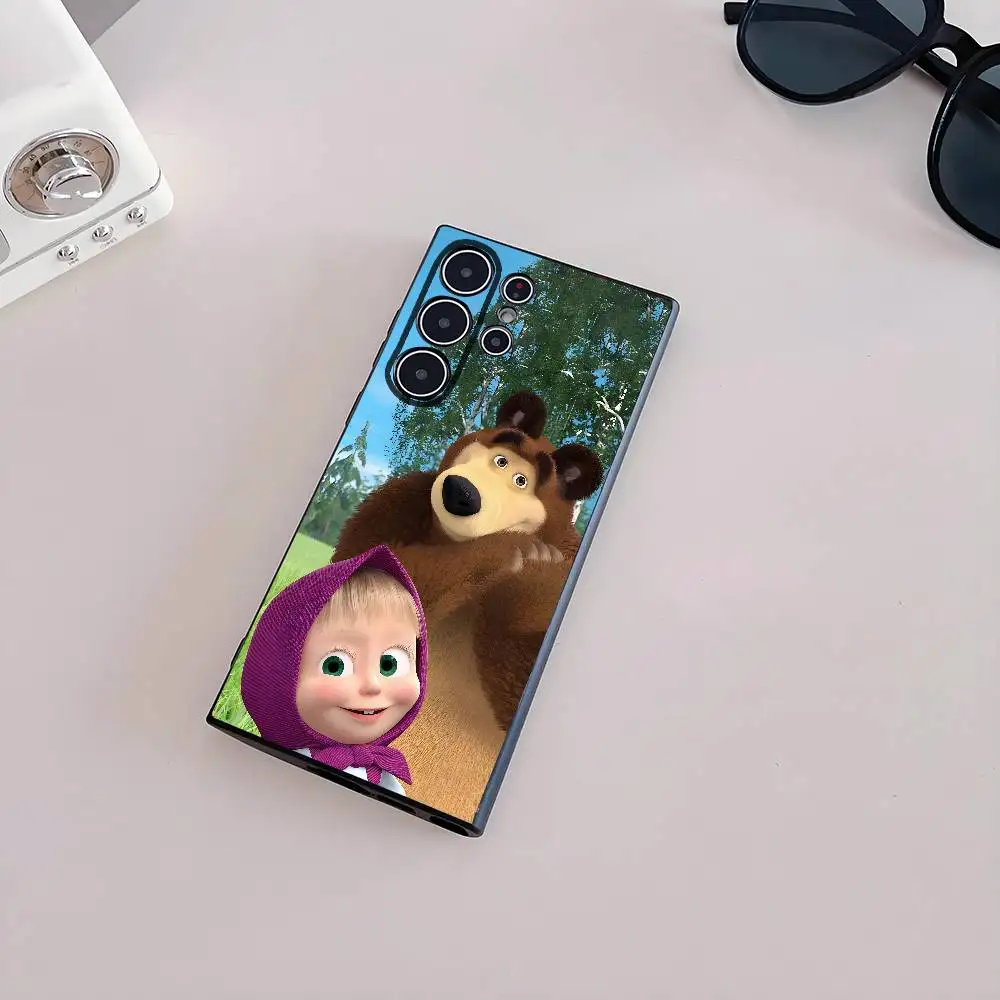 Coque de téléphone dessin animé m-asha et l'ours, étui souple givré pour Samsung Galaxy S25 S24 S22 S23 Ultra S21 S20 Plus