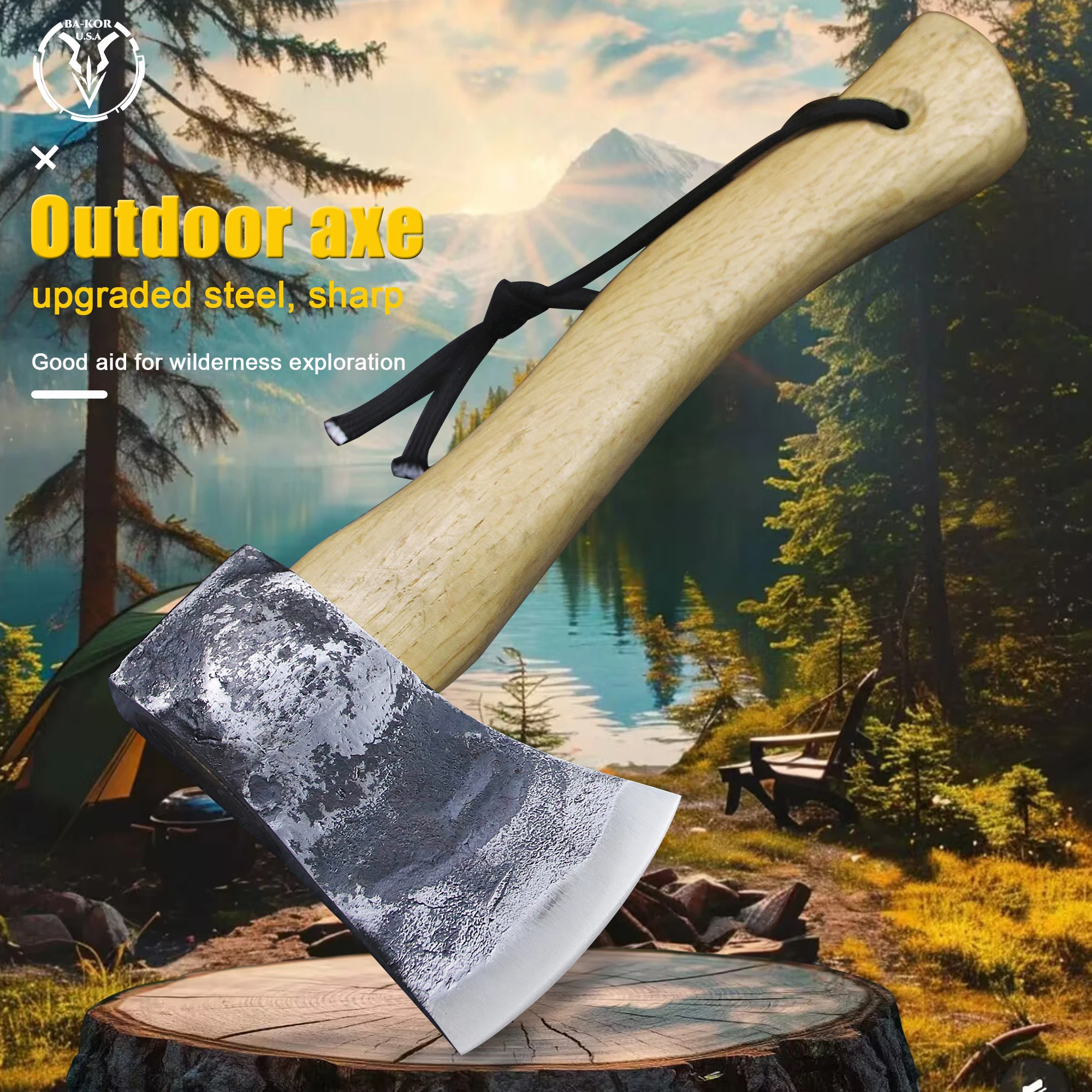 BA-KOR outdoor jungle manual multi-purpose logging axe, camping tree chopping axe, EDC manual small axe