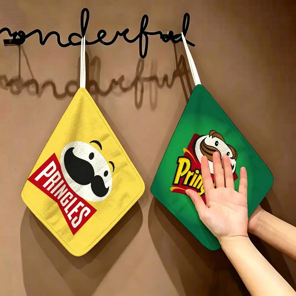 Funny P-Pringles Storage Household Hanging Towel, Polyester Cotton Hand Wiping Towel, Sturdy for Bathroom Bedroom