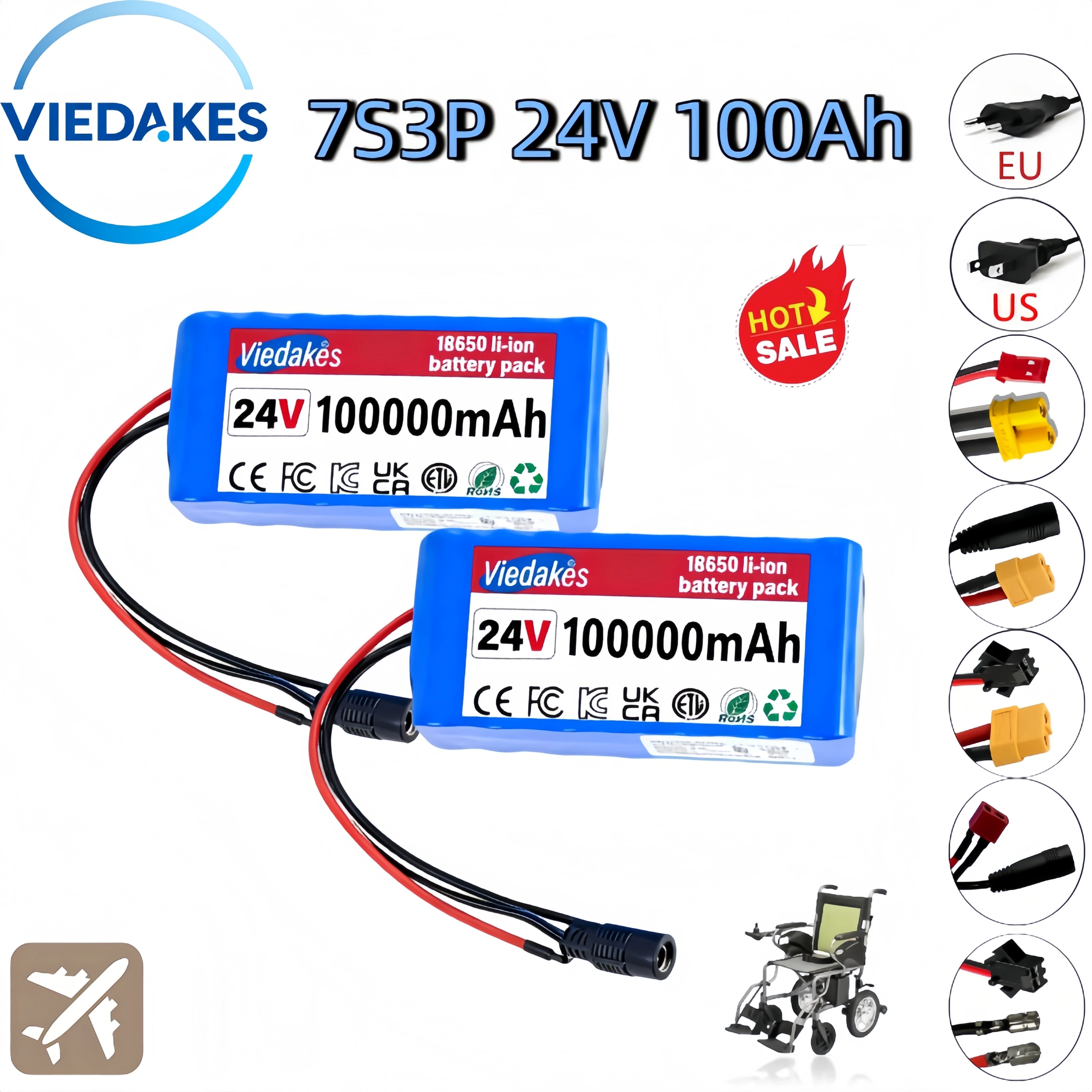 

2025 NEW 7S3P 24V 100000mAh 18650 Lithium Battery Pack High Rate for High-Power Devices, Reliable Cell with Long Cycle Life