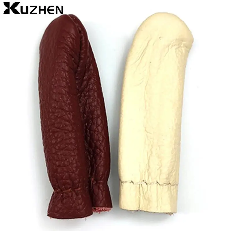 Cowhide Finger Cots Leather Finger Protectors Cowhide DIY Handmade Finger Cots Random Color Index Thimble Protector Sewing Tools