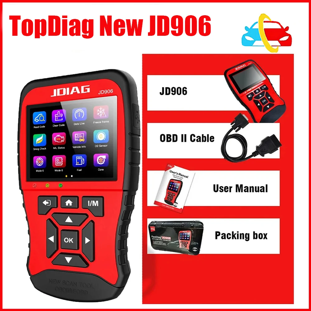 

2024 New Battery Tester Jdiag JD906 OBD2 Scanner Check Engine Light Code Reader I/M Readiness Car Diagnostic obd Scan Tool