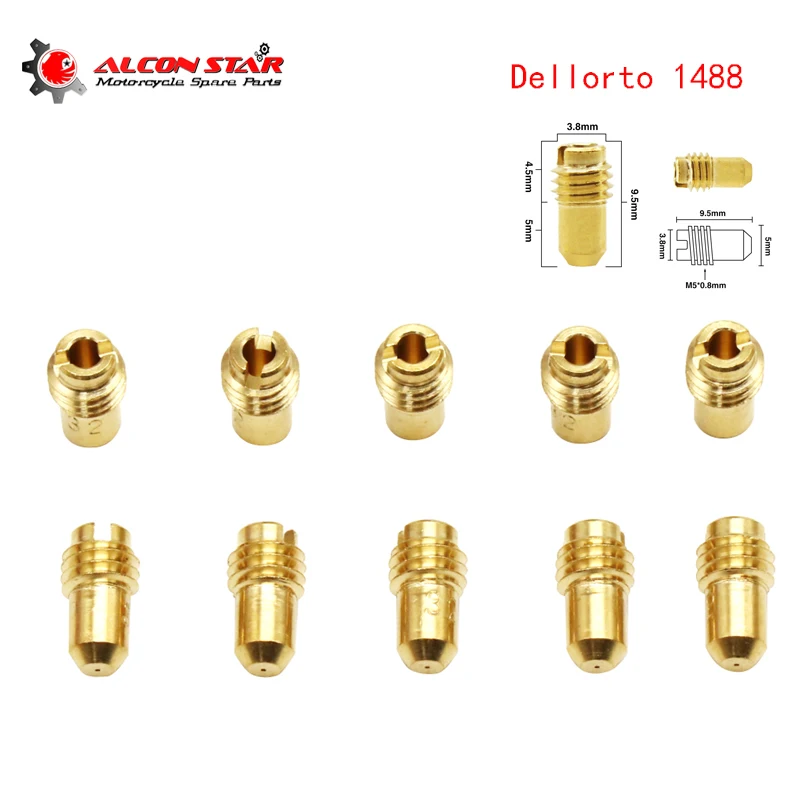 

Alconstar карбюратор холостого хода, основная струя, 10 шт., резьба M5, форсунки карбюратора для Dellorto PHBG 1488 размер 30-52, реактивные аксессуары для мотоциклов