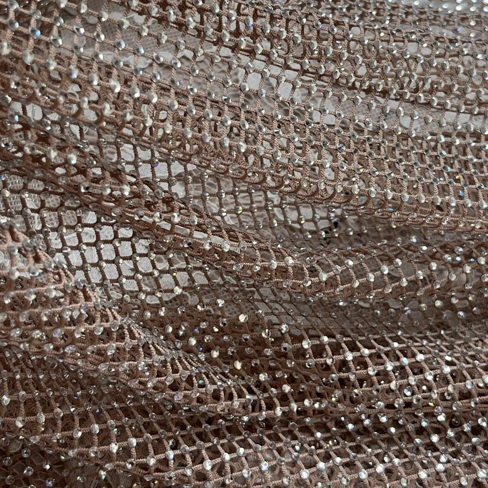 1Yard Glass crystal Strass Rhinestone Chain Fabric Sew On Diamond Glue-On Close Chains Glitter Trim Mesh Fabric sew on Garment