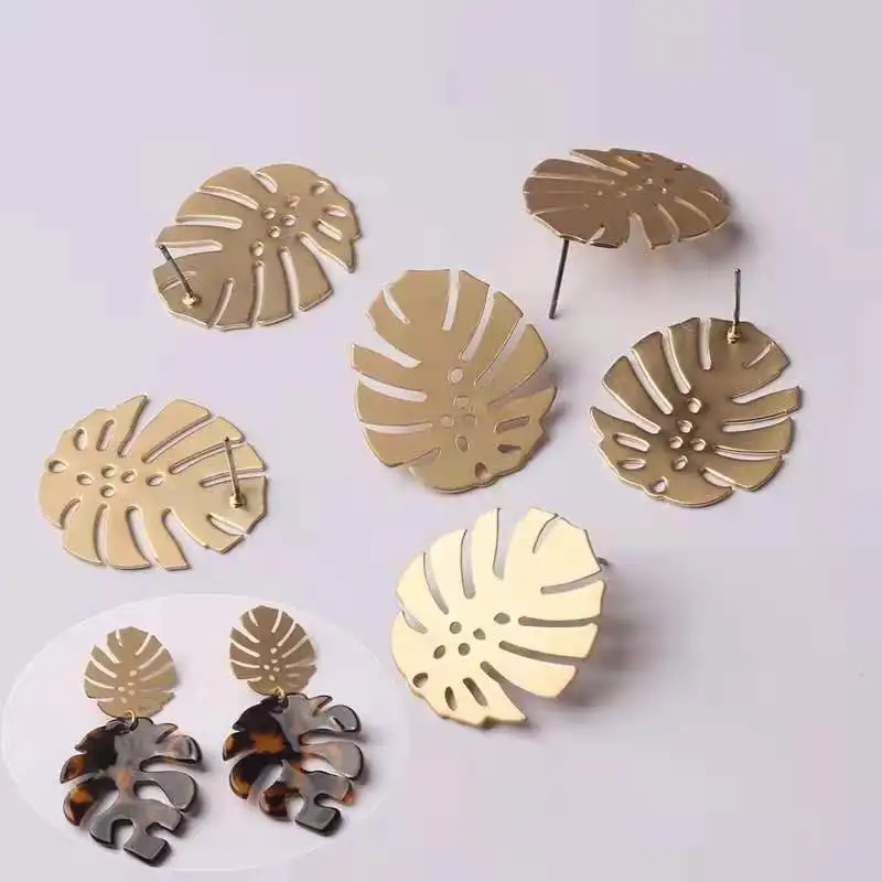 

Earrings Jewelry Making Accessories Zinc Alloy Metal Leaves Earrings Base Connectors Linkers 24*28mm 6pcs/lot