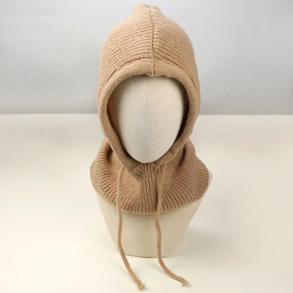 النساء الشتاء قطعة واحدة قبعات صغيرة متماسكة أقنعة الرقبة أدفأ وشاح في الهواء الطلق المرأة رئيس هود بونيه سدادات حماية الأذن بيني قبعة