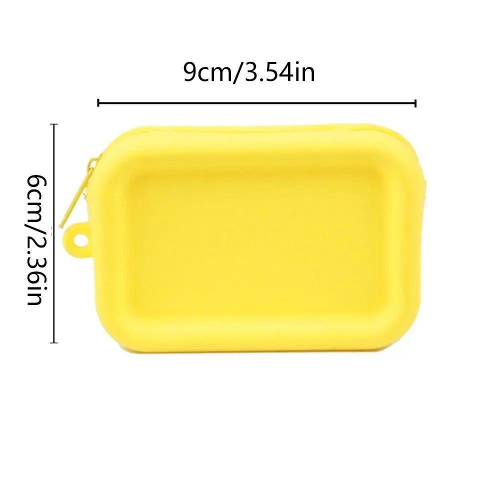 Macaron Color Silicone Cosmetic Bag Coin Purse Rectangle Multifunction Storage Bag Mini Solid Color Small Item Bag Outdoor