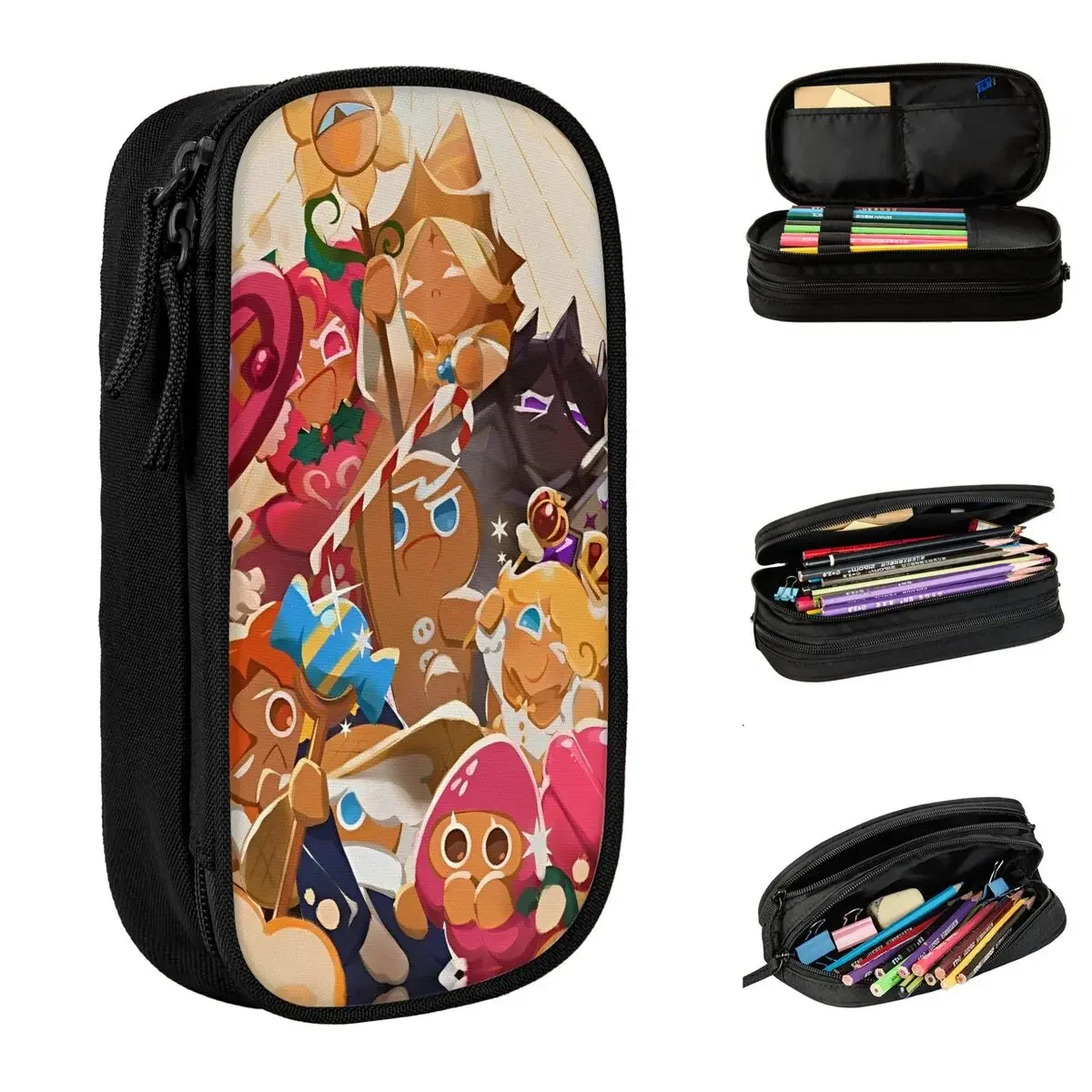 Cookie Run Kingdom Pencil Cases Pencilcases Pen Holder for Student Large Storage Bag School Supplies Zipper Stationery