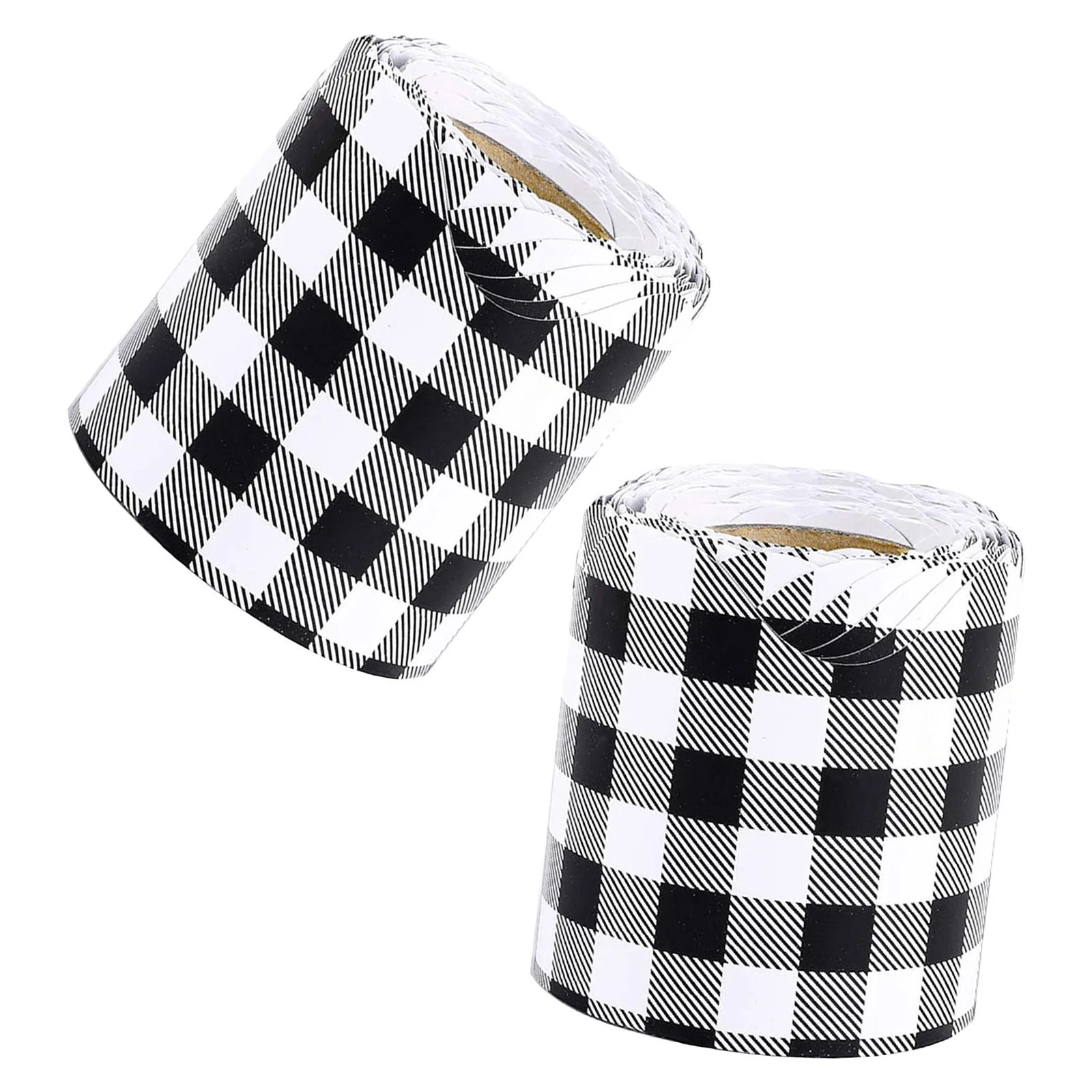 

2 Rolls Black White Checkered Bulletin Board Borders Scalloped Peel Stick Classroom Office Trim Decoration Sticker Waterproof