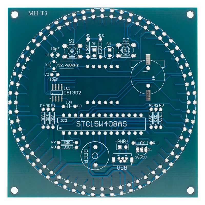 DIY Rotating Digital LED Display Module Alarm Electronic Digital Clock Kit 51 SCM Learning Board 5V DS1302