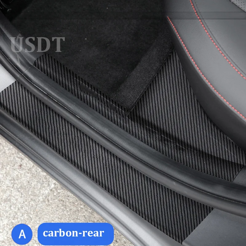 For Hyundai Elantra CN7 2023 2022 2021 Car Door Anti Kick Mat Leather Carbon Fiber Door Sill Protective Sticker