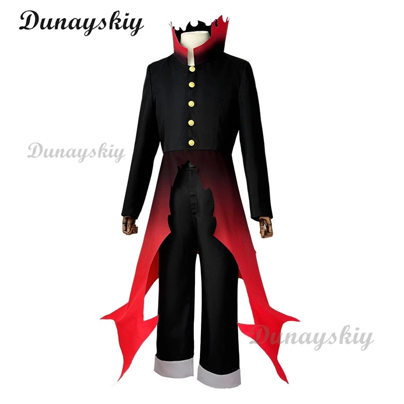 Ken Takakura Ken Okarun Dandadan Cosplay Costume Necked Trench Coat Red Black Outfit Halloween Party Suit Customized