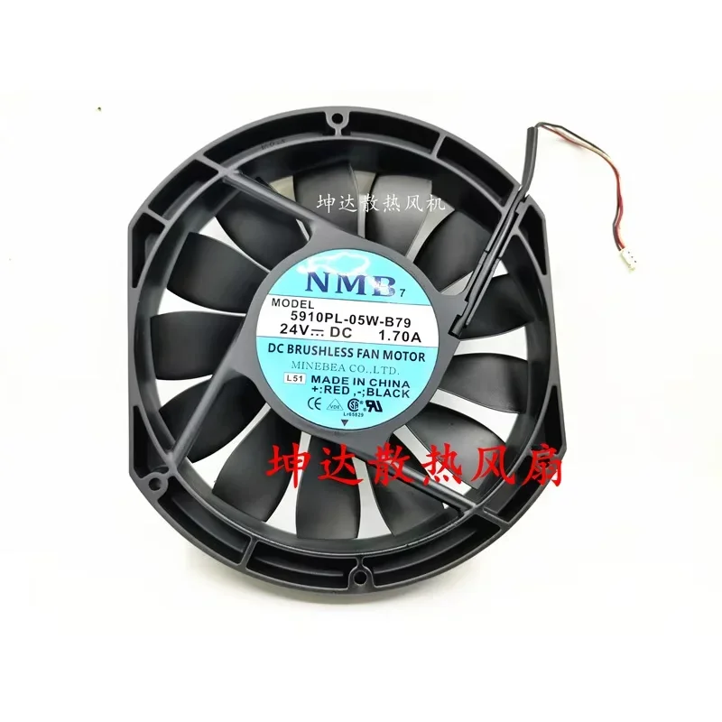 

NMB-MAT 5910PL-05W-B79 L51 ABB DC 24V 1.70A 170x150mm 3-Wire Server Cooling Fan