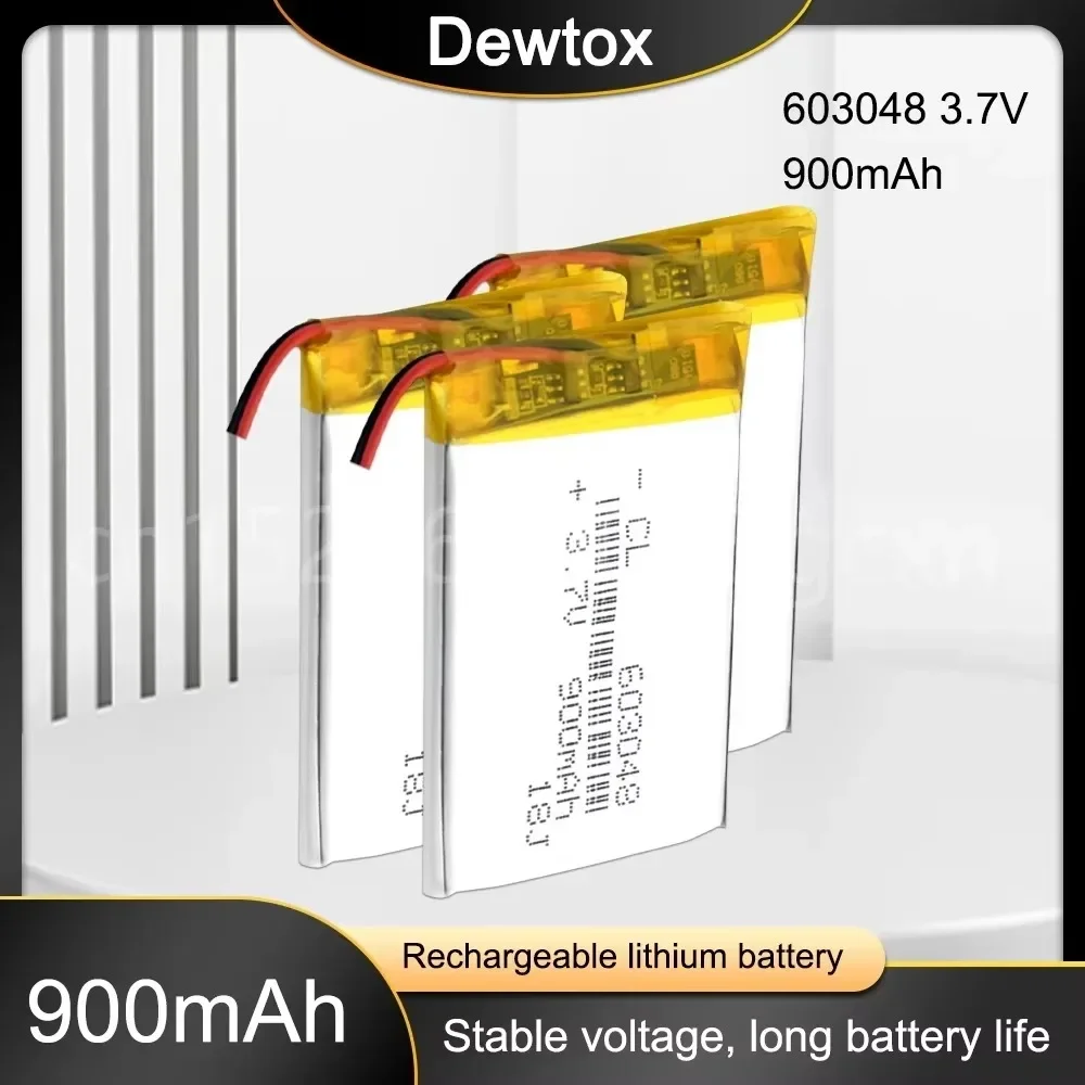 3.7V 900mAh 603048 Rechargeable Battery Li-Po Polymer Cells Lithium Li-ion Lipo Battery for Drone MP3 MP4 GPS DVD LED Light