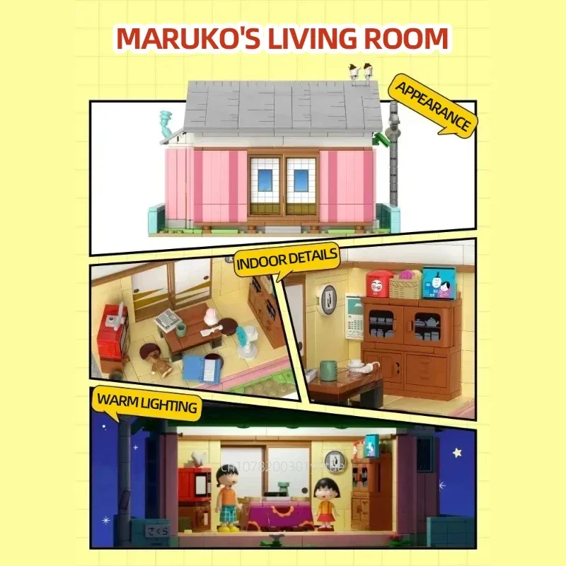 Chibi Maruko-Chan School Woonkamer Japanse Bouwstenen Kinderen Educatieve Montage Speelgoed Model Ornamenten Vakantie Cadeau