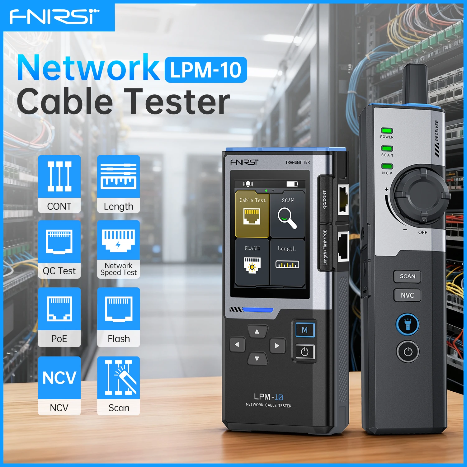 FNIRSI LPM-10A Localizador de cables inteligente RJ45 RJ11 Rastreador de línea Prueba de longitud Puerto flash Herramienta antiinterferencias para reparación y mantenimiento