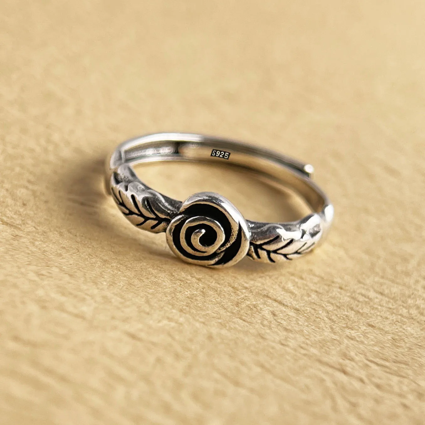 925 Sterling Silver Rings For Women Geometric Fine Jewelry Finger Adjustable Vintage Rose Couple Ring For Party Birthday Gift - view 6