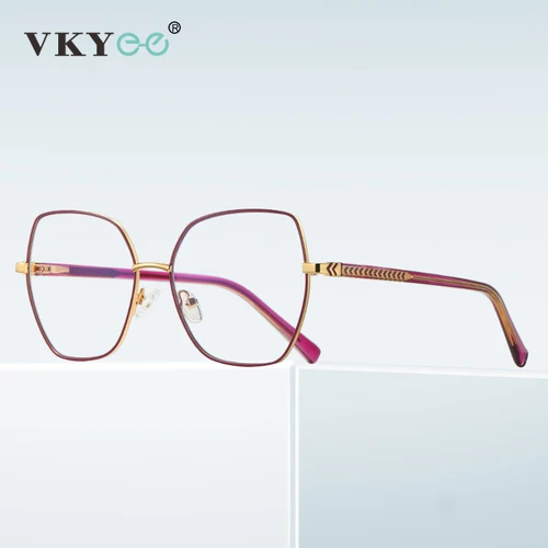 Imagen 2 del producto VICKY, gafas de moda personalizadas con borde grande, diseño geométrico poligonal, gafas antiluz azul para mujer, prescripción personalizable 3076