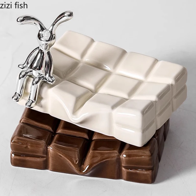 

Creative Chocolate Shaped Ceramic Soap Dish Washbasin Drainage Soap Box Soaps Storage Rack Soap Tray Bathroom Accessories
