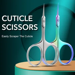 1Pcs Cuticle Scissors Manicure Nail Tools Stainless Curved Blade Eyebrow Eyelash Dry Skin Multi-purpose Small Scissors