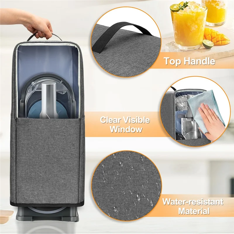 غطاء غبار واقي لآلة FSLH لـ Ninja Slushie FS301C/FS301 صانع المشروبات المجمدة مع نافذة مرئية وجيب تخزين