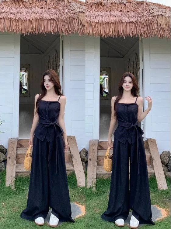 

Slimming Casual Sweet plus Size Summer Fashionable Set Top Pants Women High Waist Loose Fit Breathable Short Sleeve Zipper