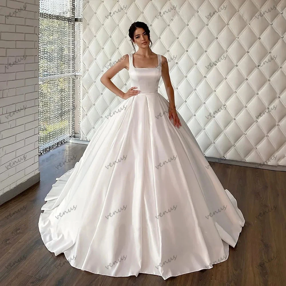 2024 Simple Wedding Dresses Newest Bridal Gowns Square Collar A-Line Princess Robes For Formal Party Elegant Vestidos De Novia