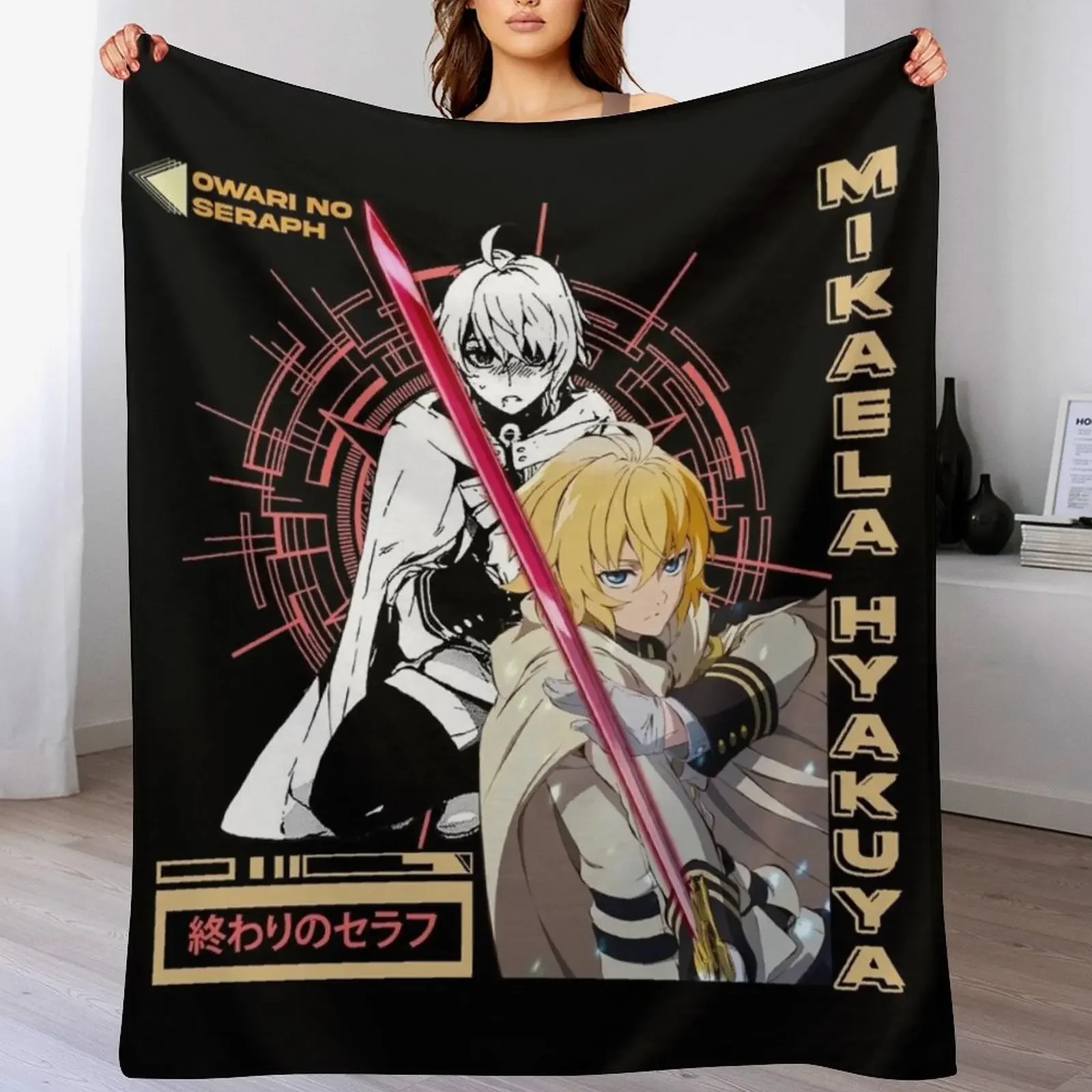 Owari no Seraph | Mikaela Hyakuya 3 Throw Blanket Furrys Sofa Quilt Flannel Travel Blankets