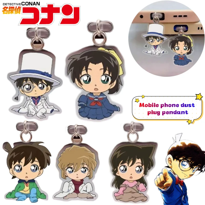 Detetive Conan Kuroba Kaito Conan Edogawa Anita Hailey Rachel Moore criativo plugue de carregamento do telefone móvel à prova de poeira plug pingente