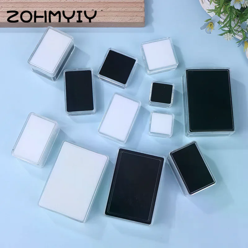 Transparent Diamond Jewelry Display Box With Foam Pad Bare Stone Gem Storage Container Case Glass Beads Organizer Packaging Box