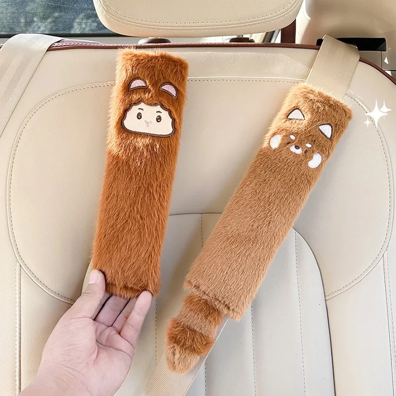 봉제 동물 패턴 자동차 시트 벨트 어깨 커버, 마모 방지, 목 졸림 방지, 귀여운 만화 안전 어깨 커버