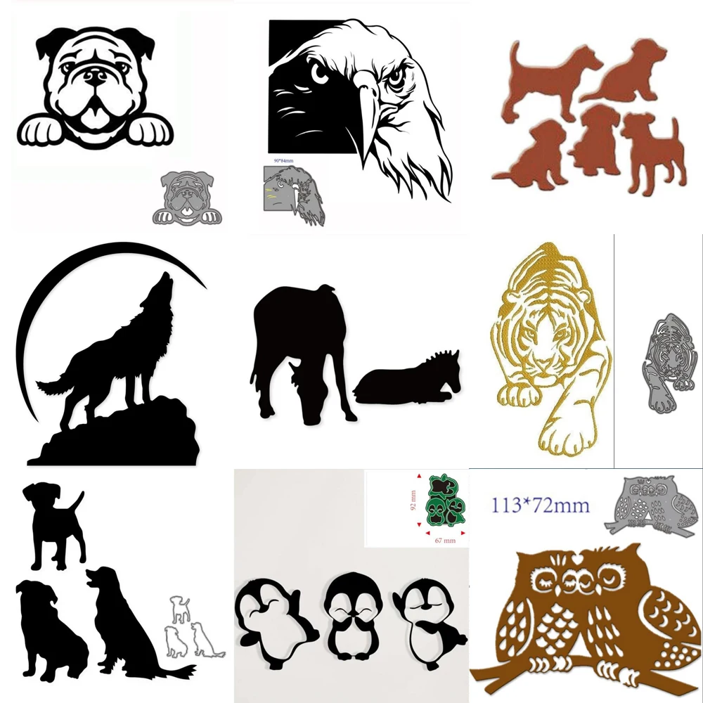 Owl dog tiger animal wolf metal cutting dies cut die mold Scrapbook paper craft knife mould blade punch stencils dies