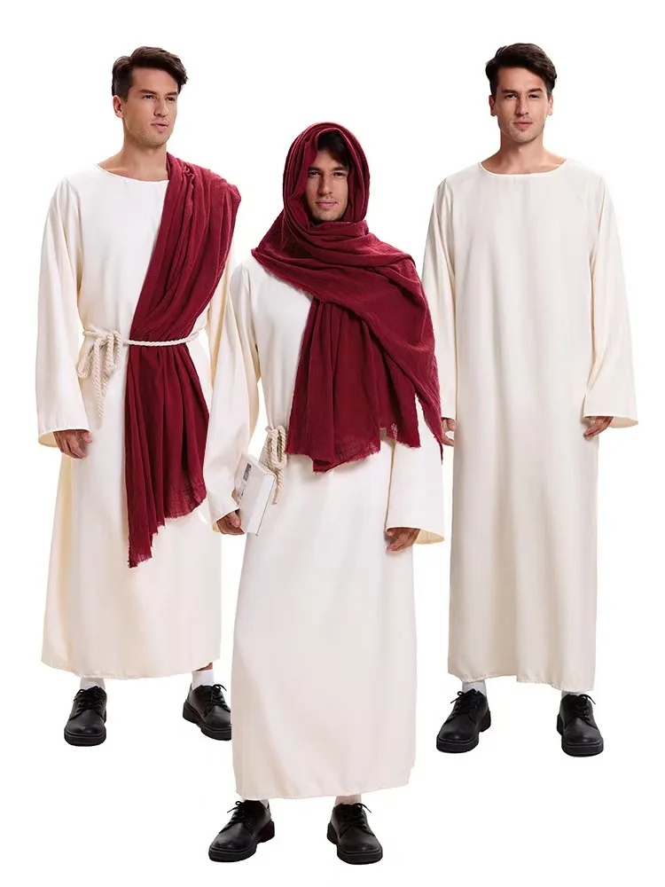 Cosplay Arabische Dubai Robe+Touw+Hoofddoek Cosplay Set Midden-Oosten Missionaris cosplay kostuum