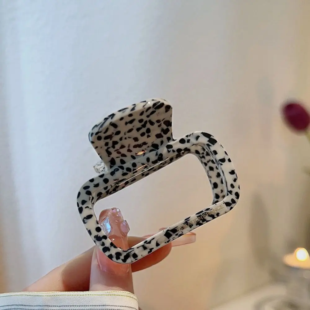 Acetic Acid Mini Hair Claw Retro Hollow Out Hair Grab Clip Acetate Hair Clips Y2K Leopard Pattern Square Barrettes Daily